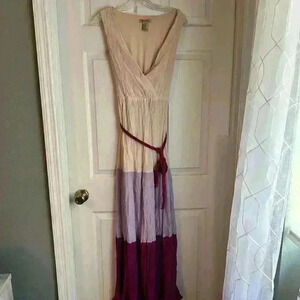 Flying Tomato Purple Lilac Cream Colorblock Maxi Dress sz M